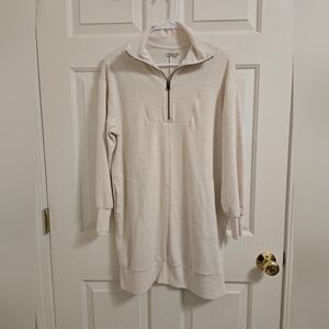 Faherty Womens Legend Quarter Zip Dress In Off White Size XS